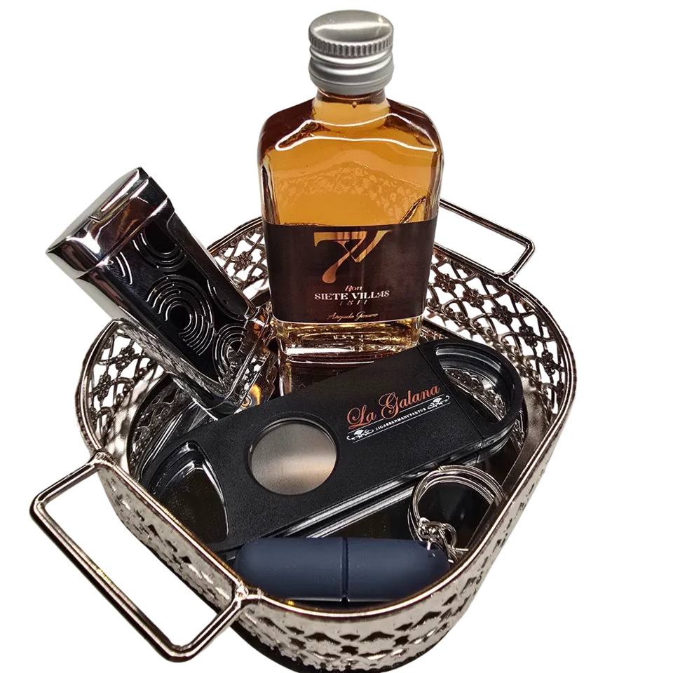 la-galana-geschenkset-iv-zigarren-set-rum-cutter-tablett image 1