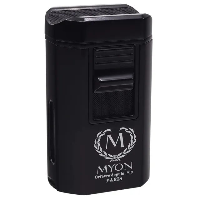 myon-lighter-4-jet-zigarrenfeuerzeug-schwarz-mit-2-cuttern image 1