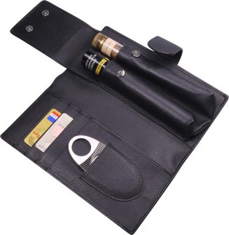 columbus-zigarrenetui-leder-schwarz-2er-handgearbeitet image 1
