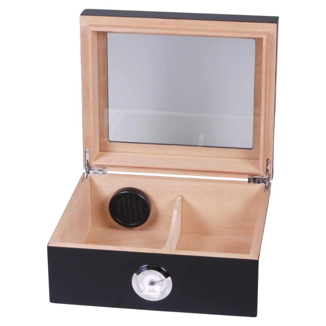 la-galana-humidor-schwarz-matt-glas-zigarrenbox-25er image 1