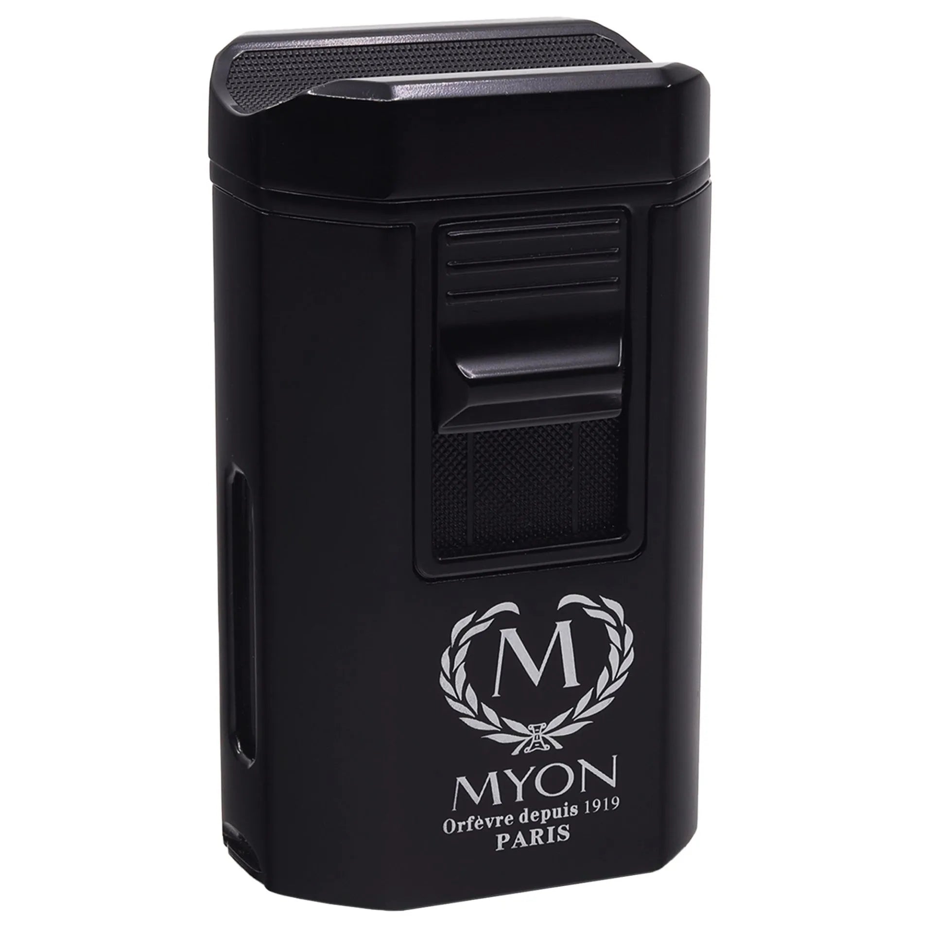 myon-lighter-4-jet-zigarrenfeuerzeug-schwarz-mit-2-cuttern image 1