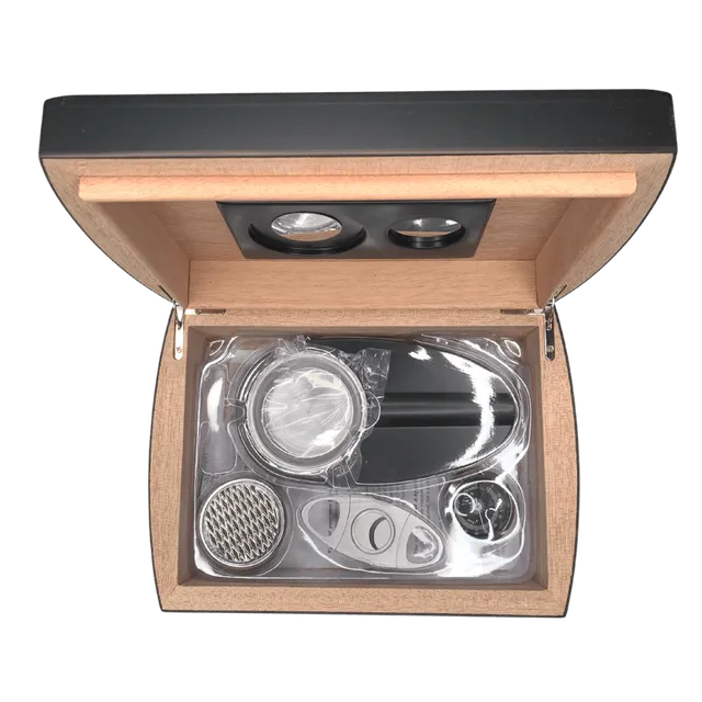 la-galana-humidore-humidor-set-schwarz-lederoptik-humidor-25-zigarren image 1