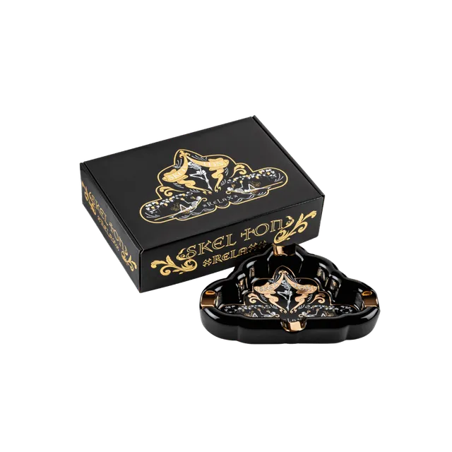 skel-ton-xrelaxx-zigarrenaschenbecher-porzellan-schwarz-gold image 1