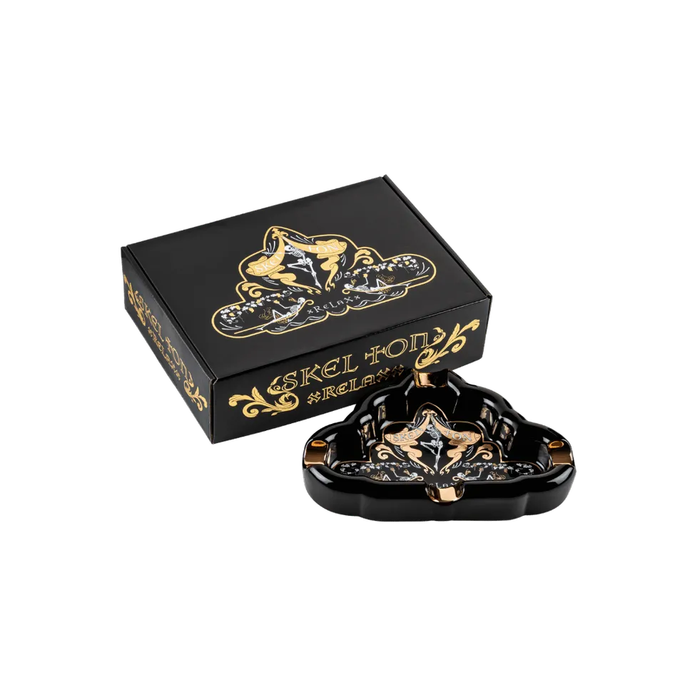 skel-ton-xrelaxx-zigarrenaschenbecher-porzellan-schwarz-gold image 1