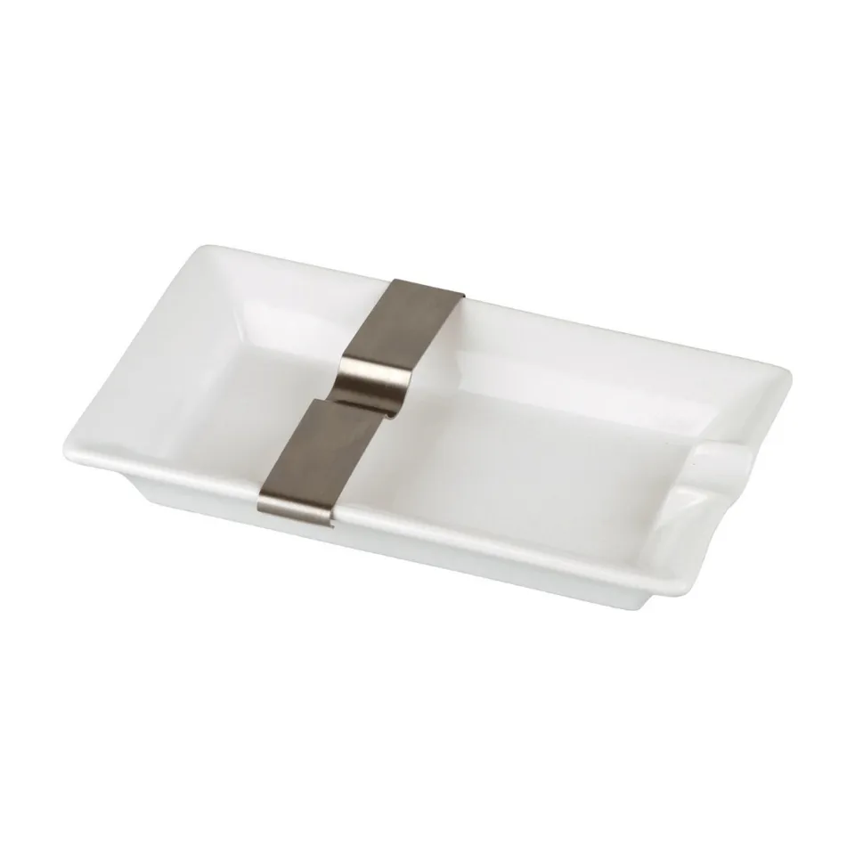 la-galana-zigarrenascher-keramik-wei-mit-metall-ablage image 1