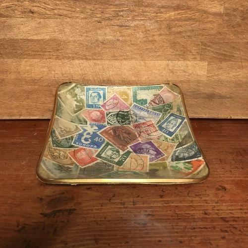la-galana-glasschale-mit-briefmarken-geschenkset-antik image 1